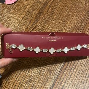 Adrienne Vittadini Gold and Cream Clover Bracelet